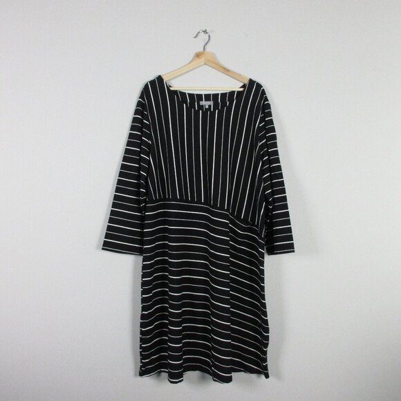 Habitat Swing Dress Black White Stripe Classic Relaxed Fit Pocket Jersey 2X 566 - Picture 1 of 10